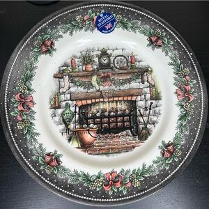 NEW Royal Stafford 11” Christmas Fireplace Dinner Plates